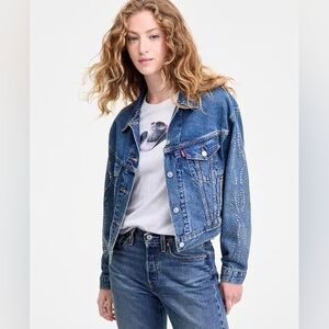 Levi's 90s Embellished Cotton Denim Trucker Jacket In Solargenic Trucker Size L